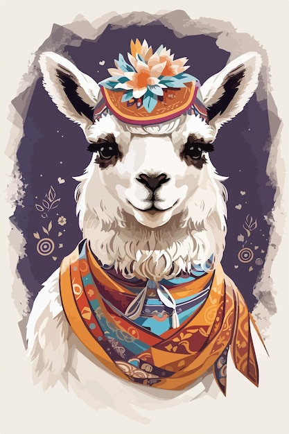 Cute lama dressed as a guru