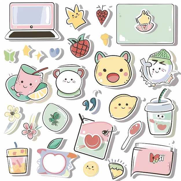 Photo cute laptop planner sticker set