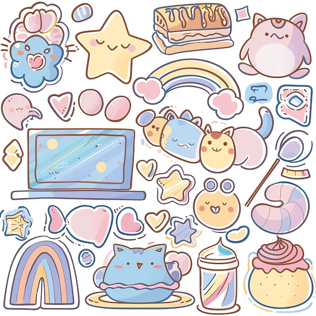 Photo cute laptop planner sticker set