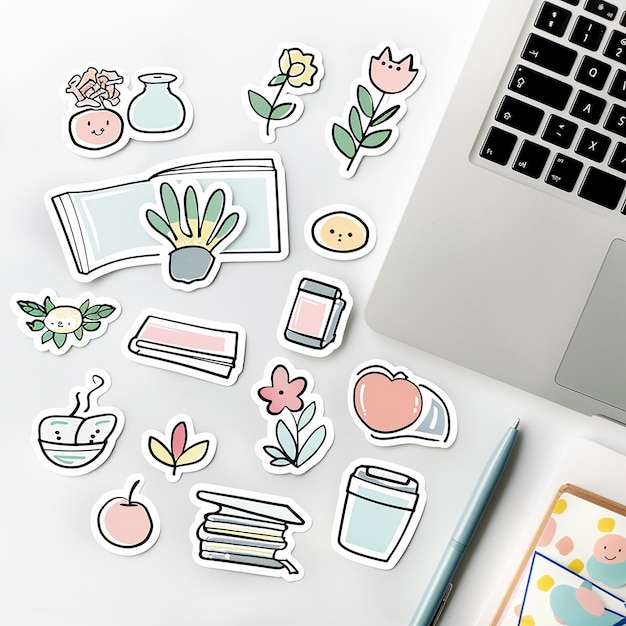 Photo cute laptop planner sticker set