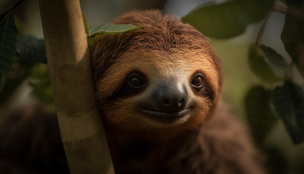 Cute lemur looking at camera with selective focus on foreground generated by AI