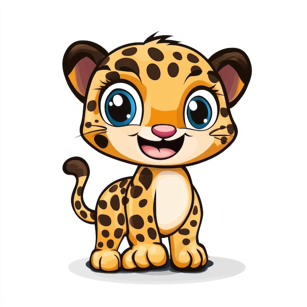 Photo cute leopard cartoon standing smiling vecter logo