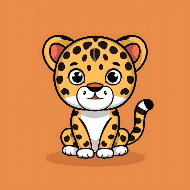 Photo cute leopard cartoon vector icon illustration