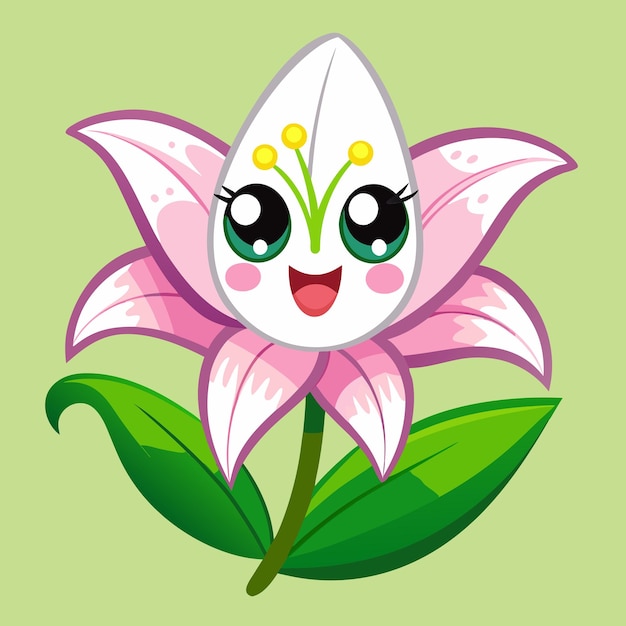 Photo cute lily flower vector cartoon illustration for floral charm