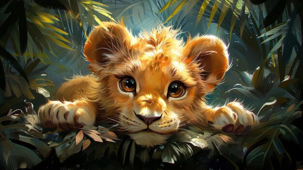 Cute lion clip art for baby wall decorative poster