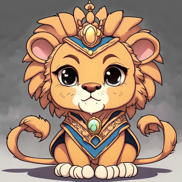 Cute Lion King in a Fantasy Royal Costume