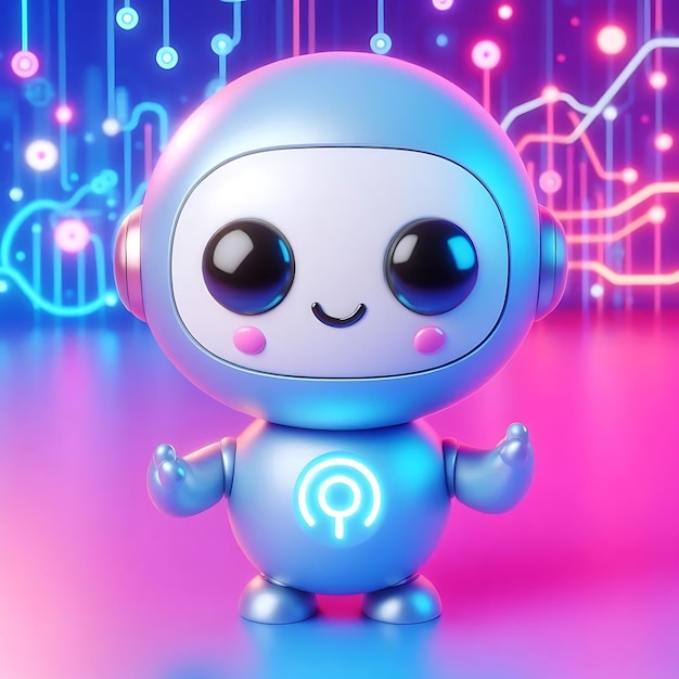 Photo cute little artificial intelligence robot