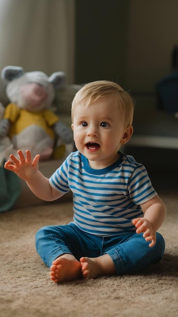 Cute little boy playing at home