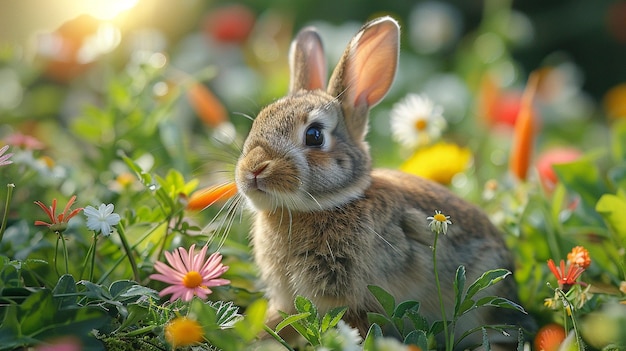 Cute little bunny rabbit in outdoors