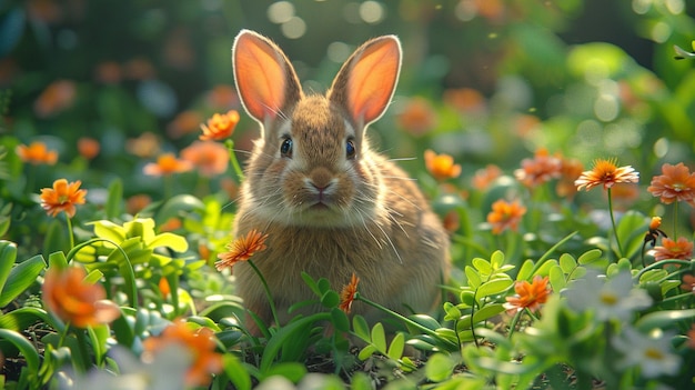 Cute little bunny rabbit in outdoors