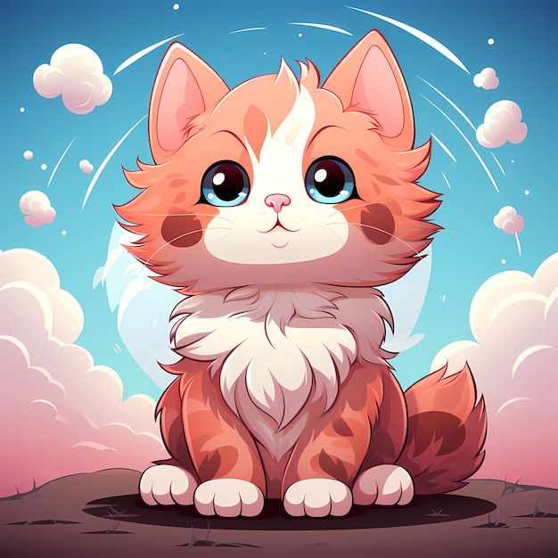 Cute little cat sitting on top of dirt ground Generative AI