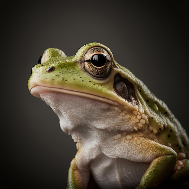 Cute little colorful frog portrait in studio Generative Ai