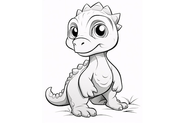 Cute Little Dinosaur Coloring Page Cute Dinosaur Line Art Coloring Page Dinosaur Outline Drawing For Kids Coloring Page Animal Kids Coloring Page Baby Dinosaur Coloring Book AI Generative