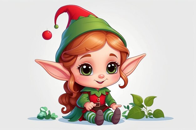 Photo cute little elf girl cartoon