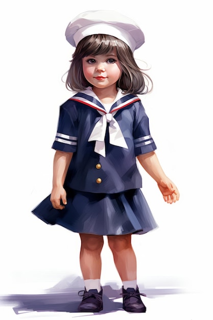 Cute little girl in school uniform