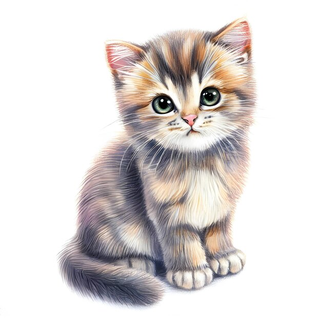 Cute little kitten isolated on a white background