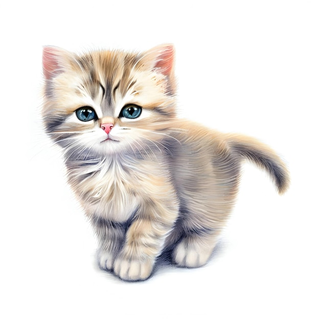 Cute little kitten isolated on a white background