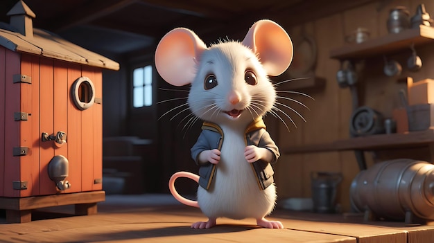 A Cute Little Mouse In it Tiny House