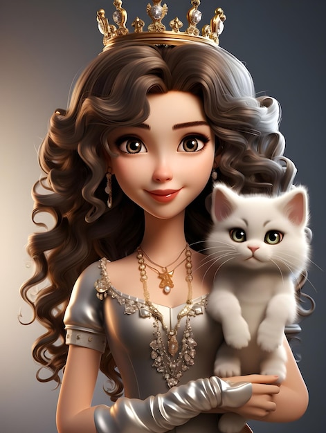 cute little princess with cute cat