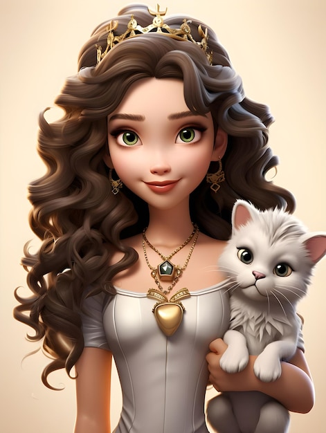 cute little princess with cute cat