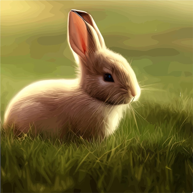 Cute little rabbit for Easter spring holiday Vector spring holiday Easter landscape Wildlife forest park meadow