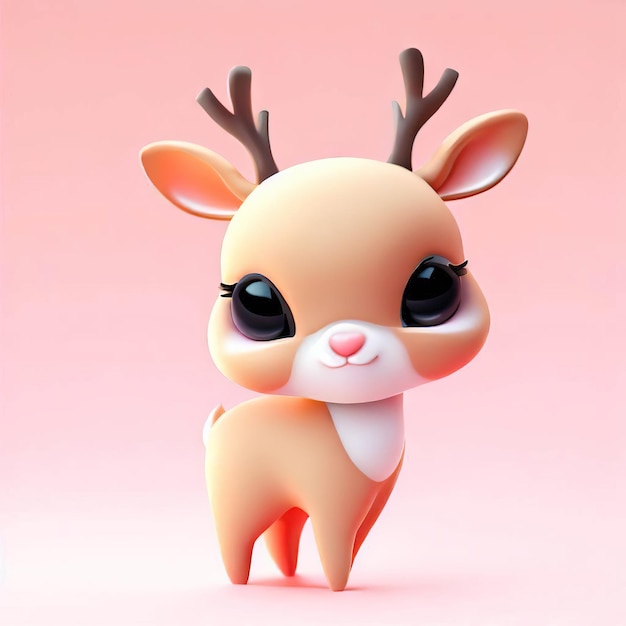 A cute little reindeer with horns and a white collar.