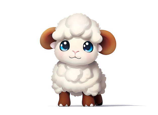 Cute little sheep lamb character isolated on white background AI