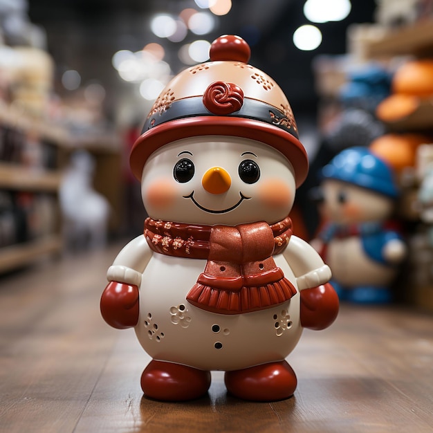 cute little snow man toy in a shop