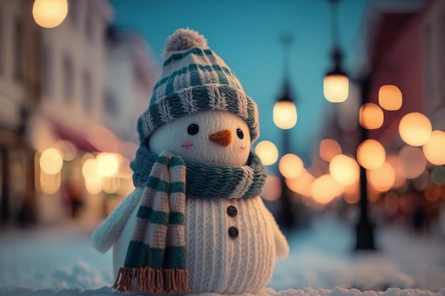 Cute little snowman background Illustration AI GenerativexA