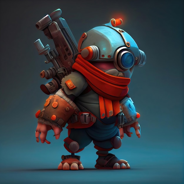 Cute little soldier 3D game character prototype concept made with Generative AI