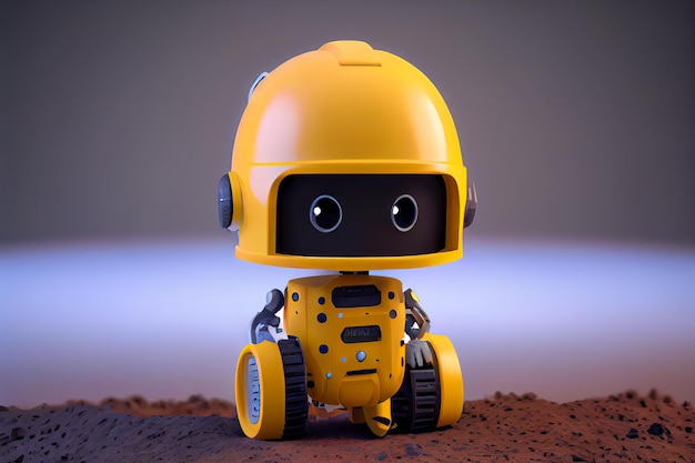 Cute little yellow 3d robot Generative AI