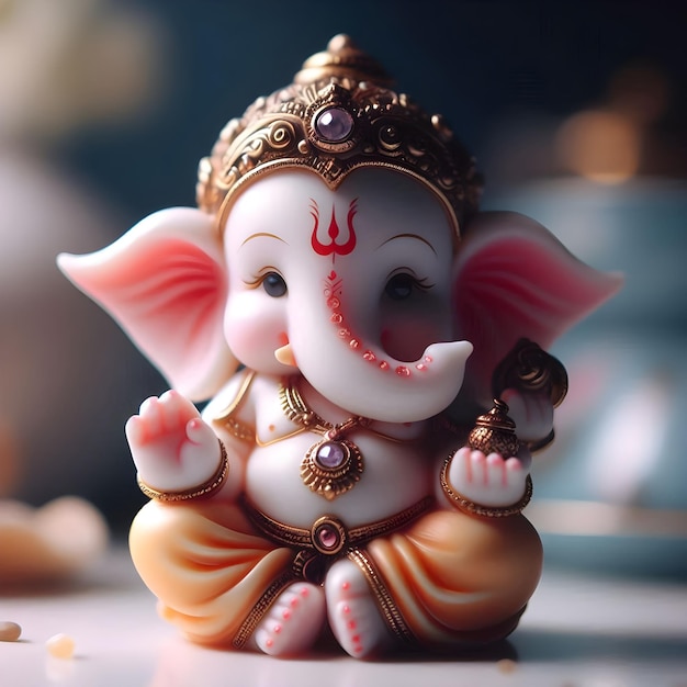 Cute Lord Ganesha Hindu God Ganpati Ganesh Chaturthi Festival Aigenerated