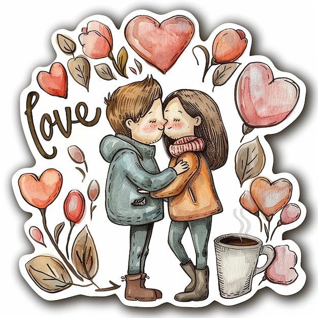 Photo cute love romantic sticker card