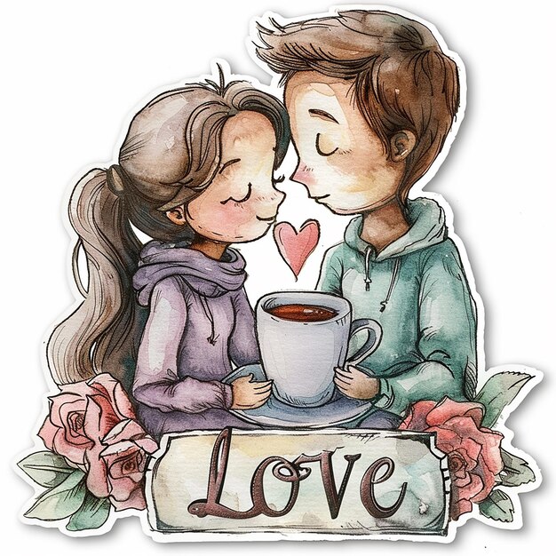 Photo cute love romantic sticker card