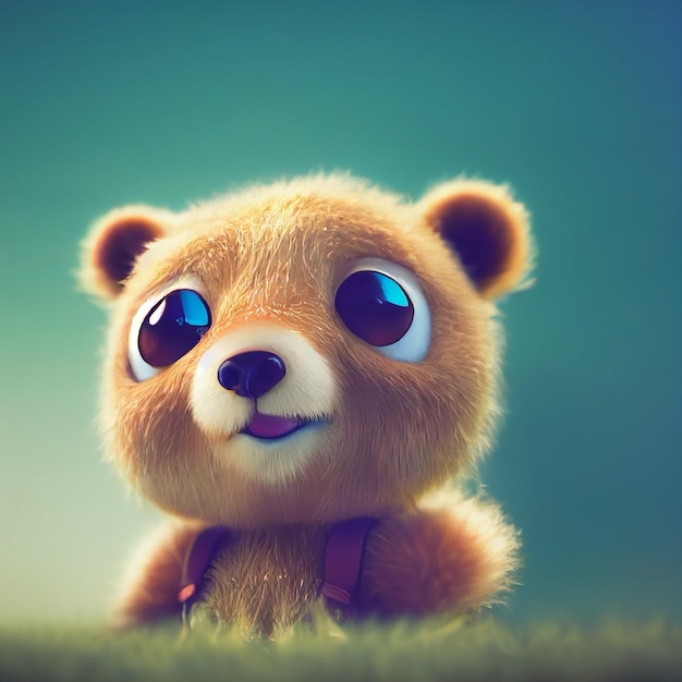 Cute and lovely small bear 3D illustration