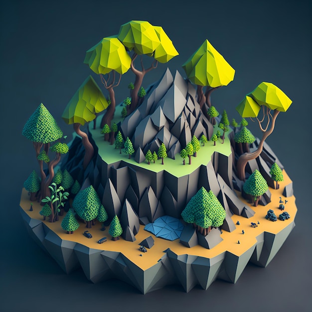 Cute Low poly 3D illustration