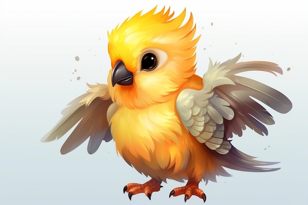 Cute Lutino Cockatiel Cartoon Illustration Generative AI