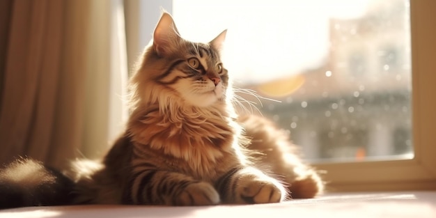 cute maine coon cat generative AI