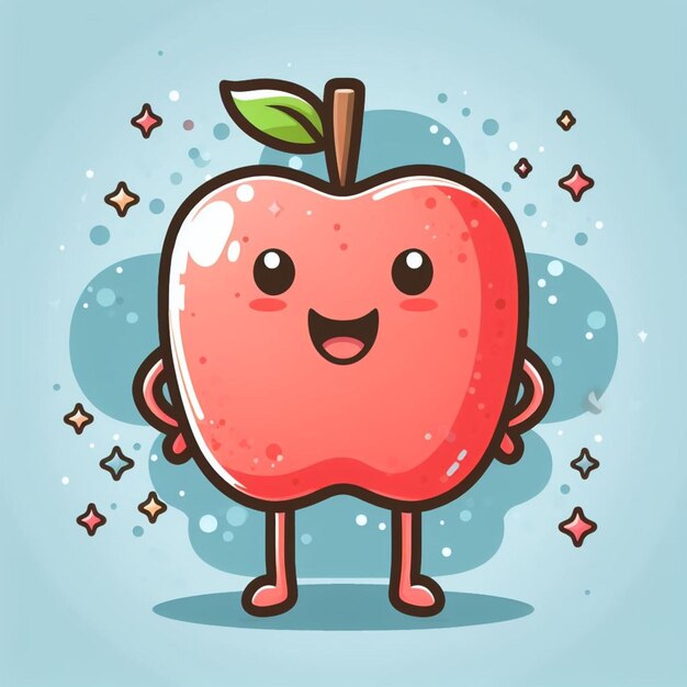 Photo cute malang apple cartoon illustration