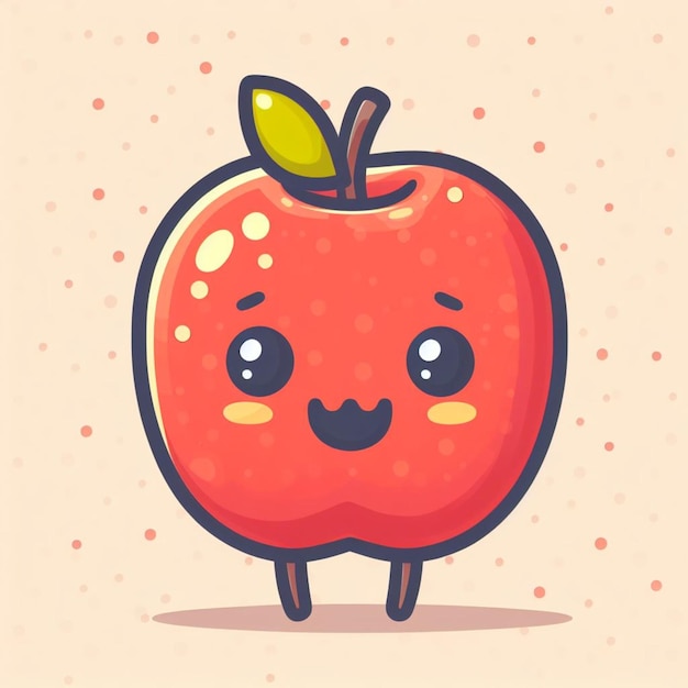 Photo cute malang apple cartoon illustration