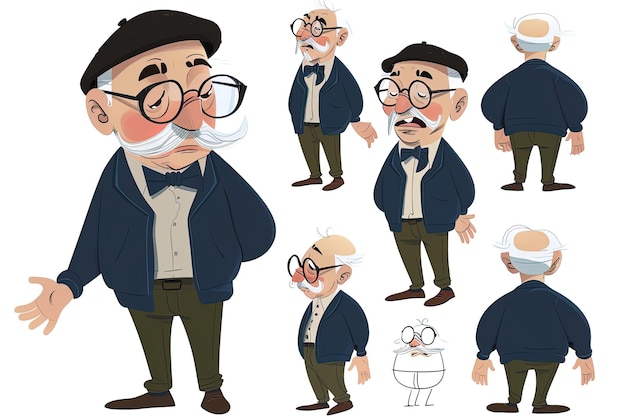 Photo cute male character 65 years old character sheet