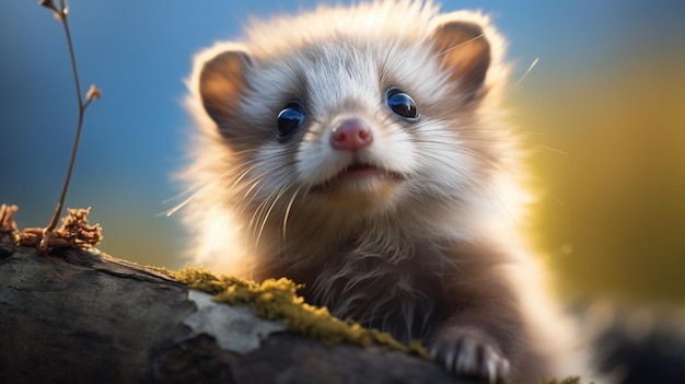 cute mammal sitting outdoors staring with curiosity fluffy