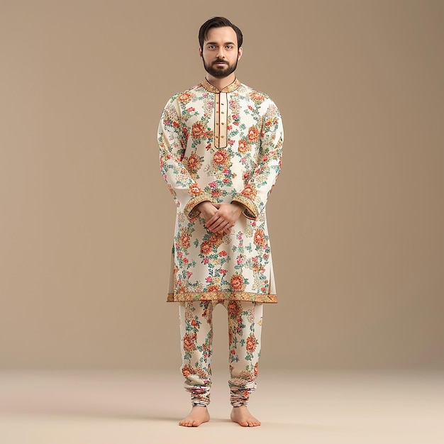 Photo cute man in traditional kurta pajama 3d isolated