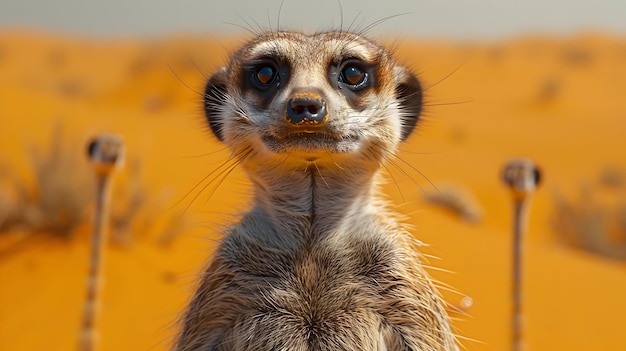 Photo cute meerkat portrait in desert environment photo