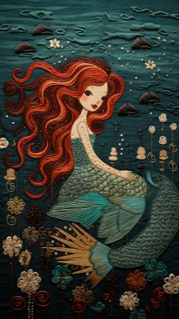 Cute mermaid pattern adult art