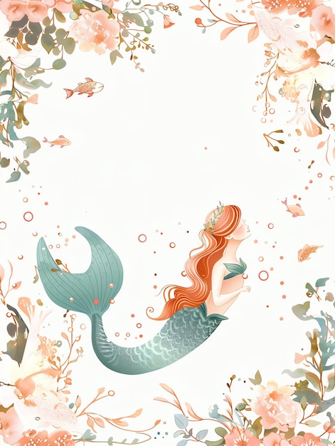 cute mermaid theme illustration