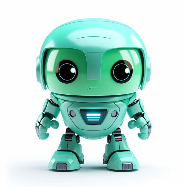 Photo cute mint green grid bot emotive robot with stylish design