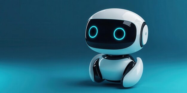 A cute modern robot with glowing eyes perfect for showcasing technology and innovation in a minimalist design