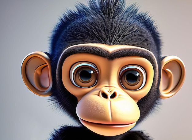 Cute Monkey isolated on white background children book illustration artwork Generative AI