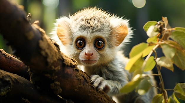 Cute monkey staring close up portrait nature endangered furry